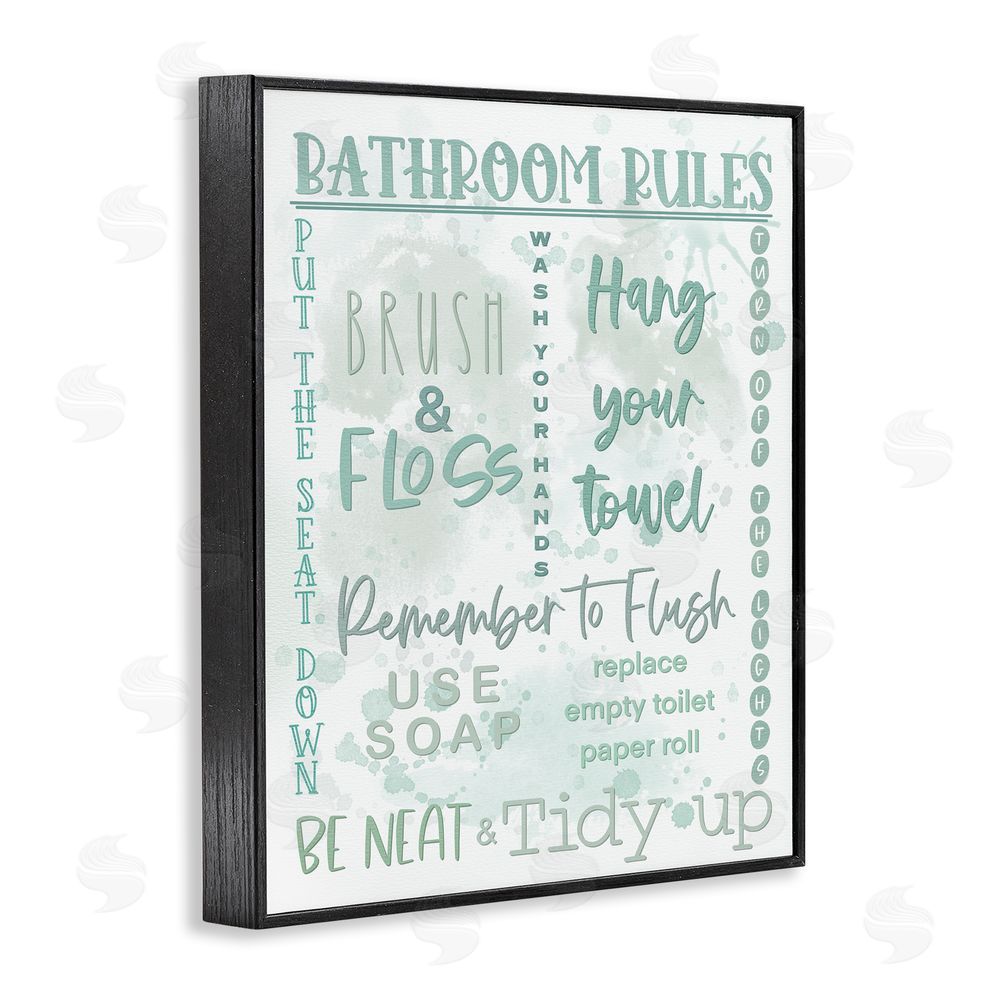 Matthew Piotrowicz Green Bathroom Rules Black Framed Giclee Wall Art Print