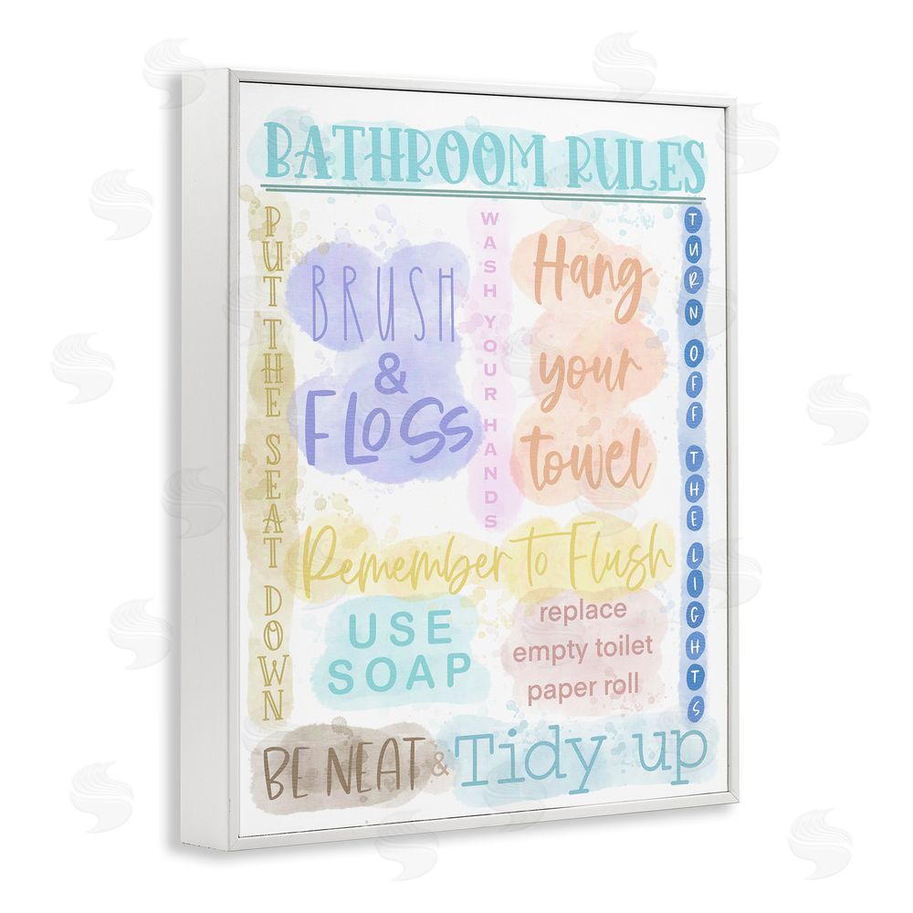 Matthew Piotrowicz Fun Bathroom Rules White Framed Giclee Wall Art Print