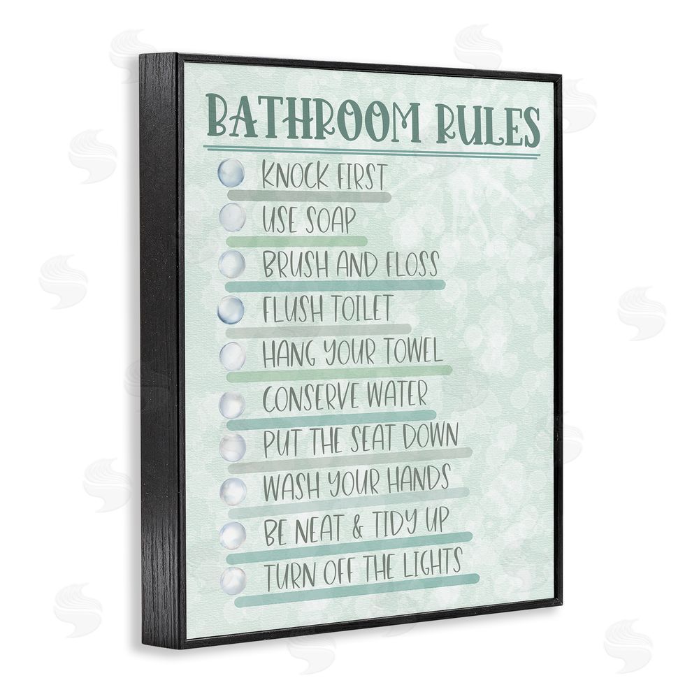 Matthew Piotrowicz Bathroom Rules on Green Black Framed Giclee Wall Art Print