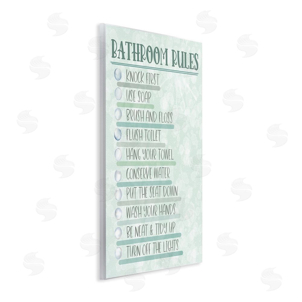Matthew Piotrowicz Bathroom Rules on Green Wall Plaque Art Print