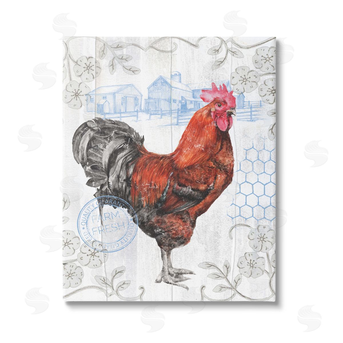 Studio 731 rep. Levison Designs Rustic Farmhouse Rooster Stretched Canvas Wall Art Print