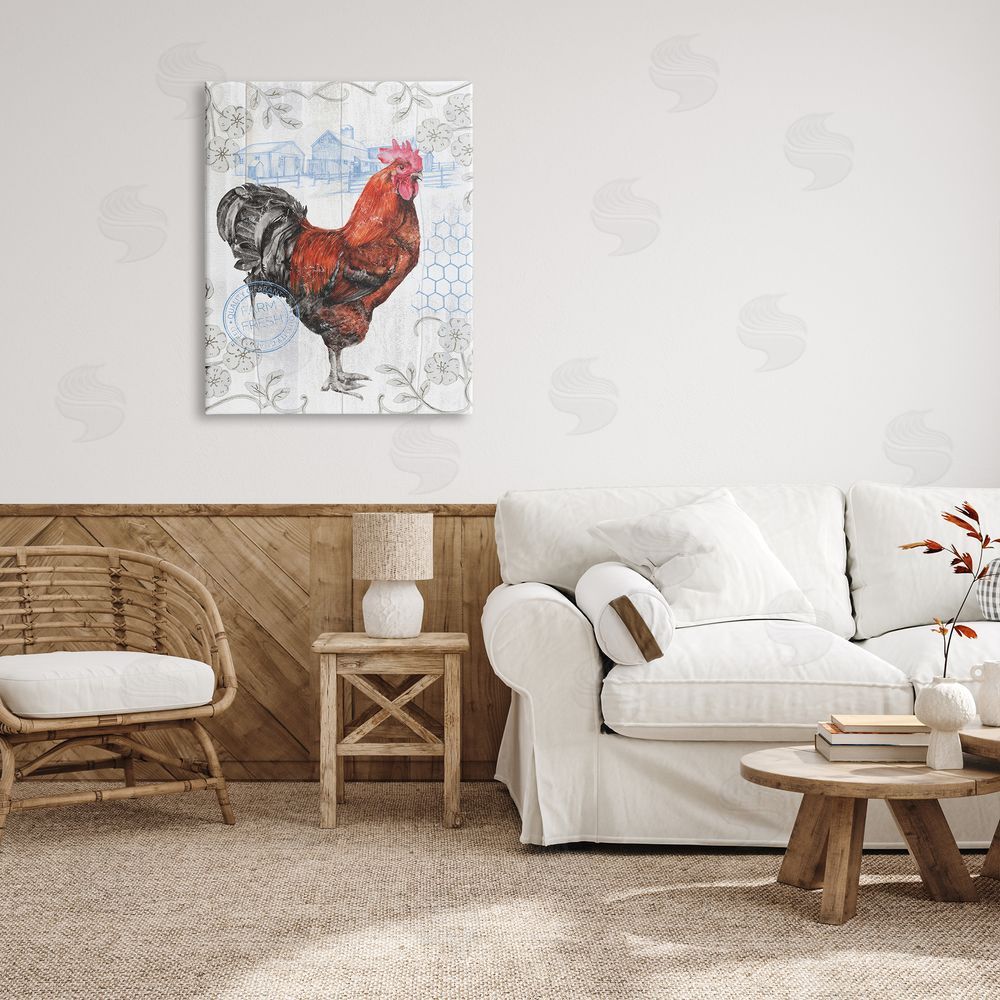 Studio 731 rep. Levison Designs Rustic Farmhouse Rooster Canvas Wall Art Print in Room