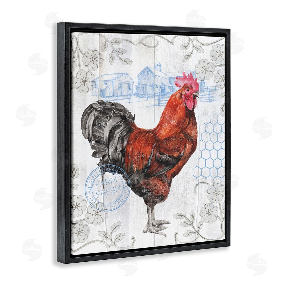 Studio 731 rep. Levison Designs Rustic Farmhouse Rooster Black Floating Frame Canvas Wall Art Print