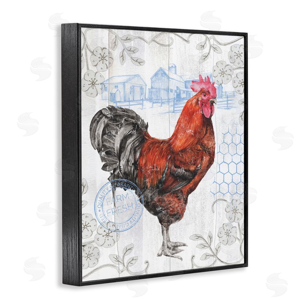 Studio 731 rep. Levison Designs Rustic Farmhouse Rooster Black Framed Giclee Wall Art Print