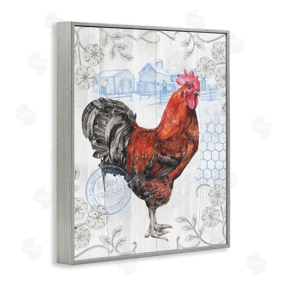 Studio 731 rep. Levison Designs Rustic Farmhouse Rooster Gray Framed Giclee Wall Art Print