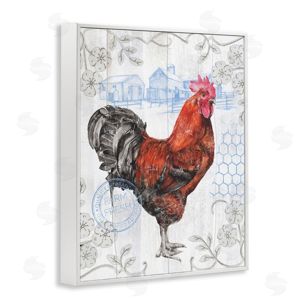 Studio 731 rep. Levison Designs Rustic Farmhouse Rooster White Framed Giclee Wall Art Print