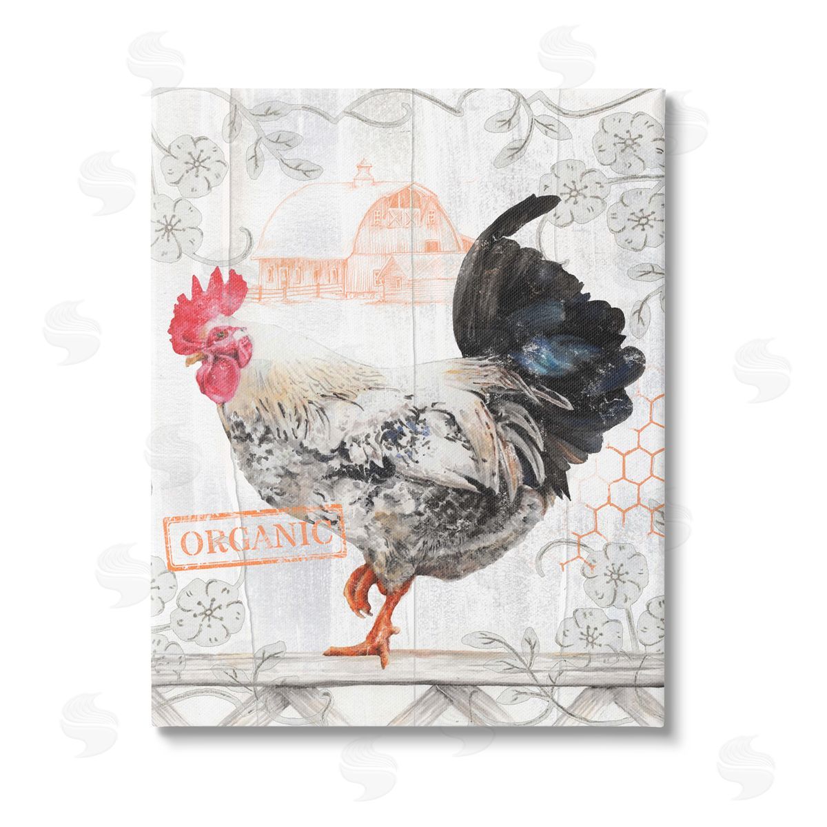 Studio 731 rep. Levison Designs Organic Pattern Rooster Stretched Canvas Wall Art Print