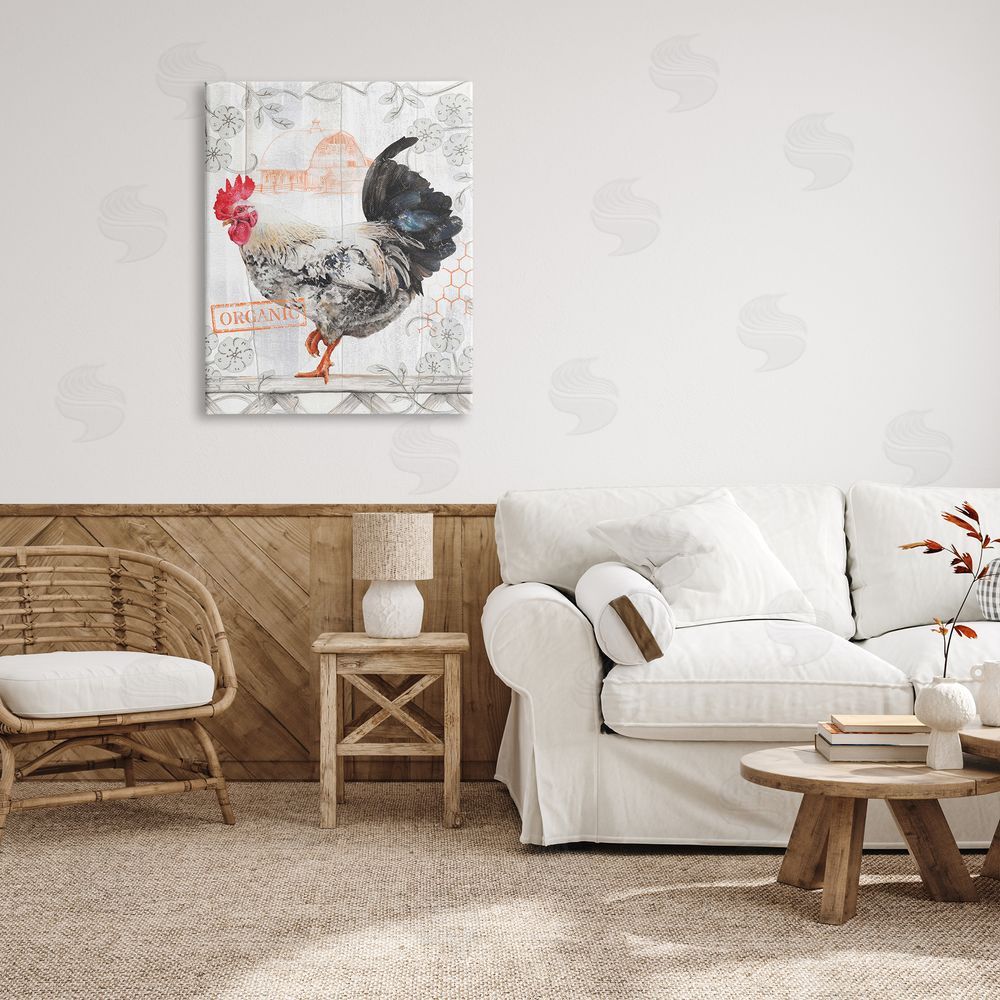 Studio 731 rep. Levison Designs Organic Pattern Rooster Canvas Wall Art Print in Room