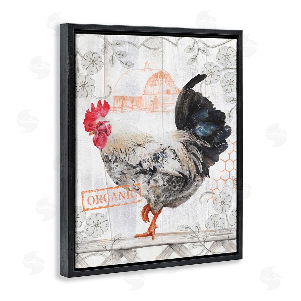 Studio 731 rep. Levison Designs Organic Pattern Rooster Black Floating Frame Canvas Wall Art Print