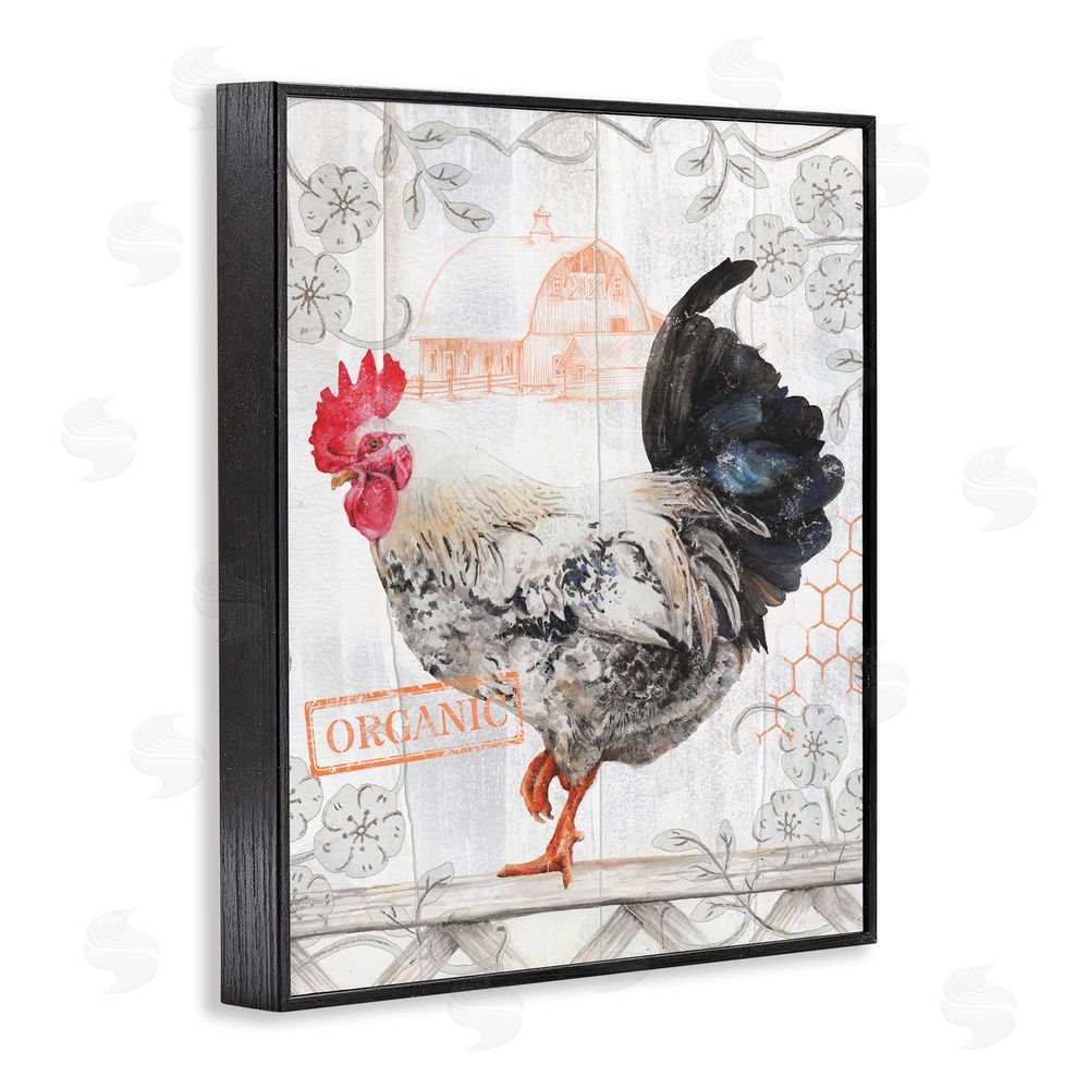 Studio 731 rep. Levison Designs Organic Pattern Rooster Black Framed Giclee Wall Art Print