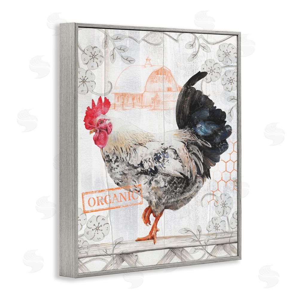 Studio 731 rep. Levison Designs Organic Pattern Rooster Gray Framed Giclee Wall Art Print