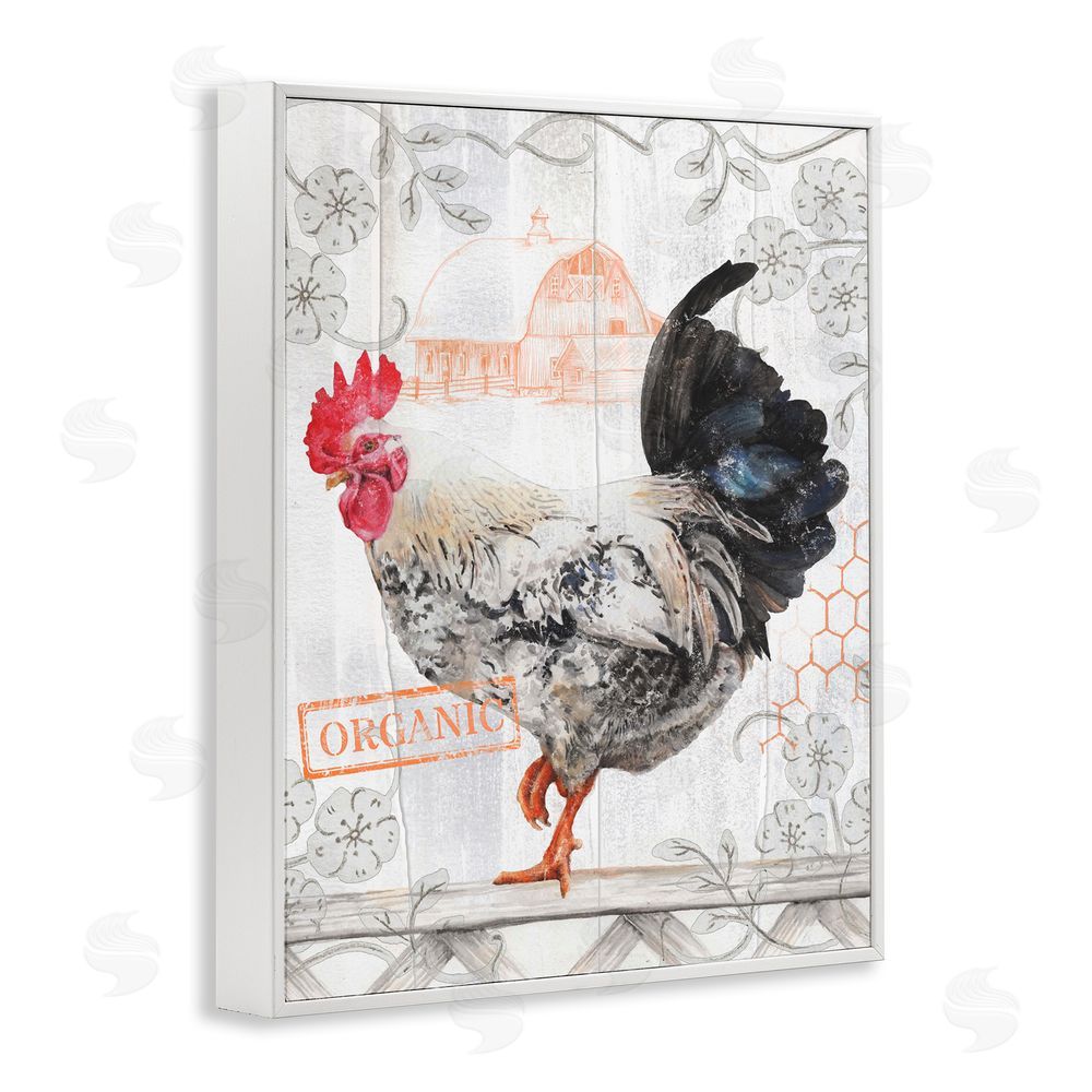 Studio 731 rep. Levison Designs Organic Pattern Rooster White Framed Giclee Wall Art Print