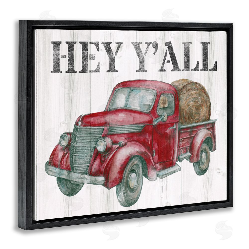 Studio 731 rep. Levison Designs Hey Y'all Country Truck Black Floating Frame Canvas Wall Art Print
