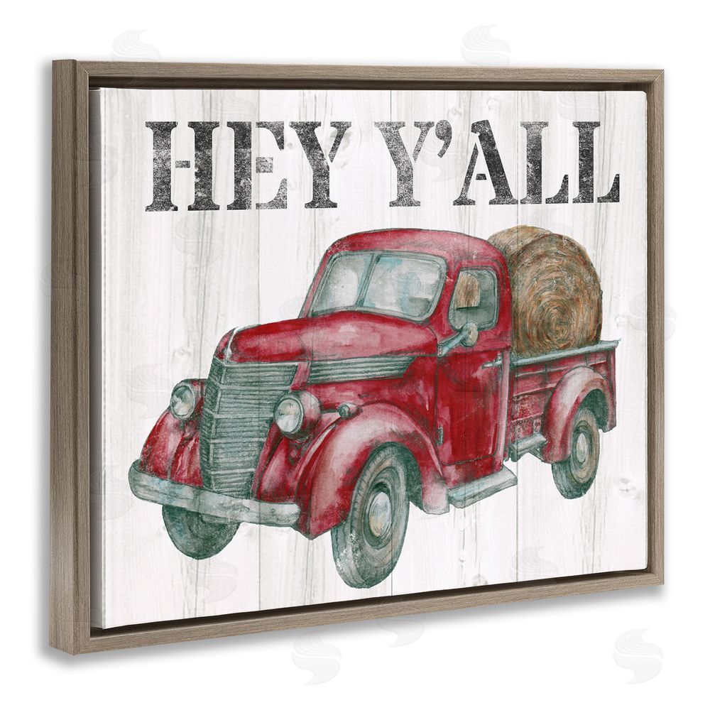 Studio 731 rep. Levison Designs Hey Y'all Country Truck Brown Floating Frame Canvas Wall Art Print