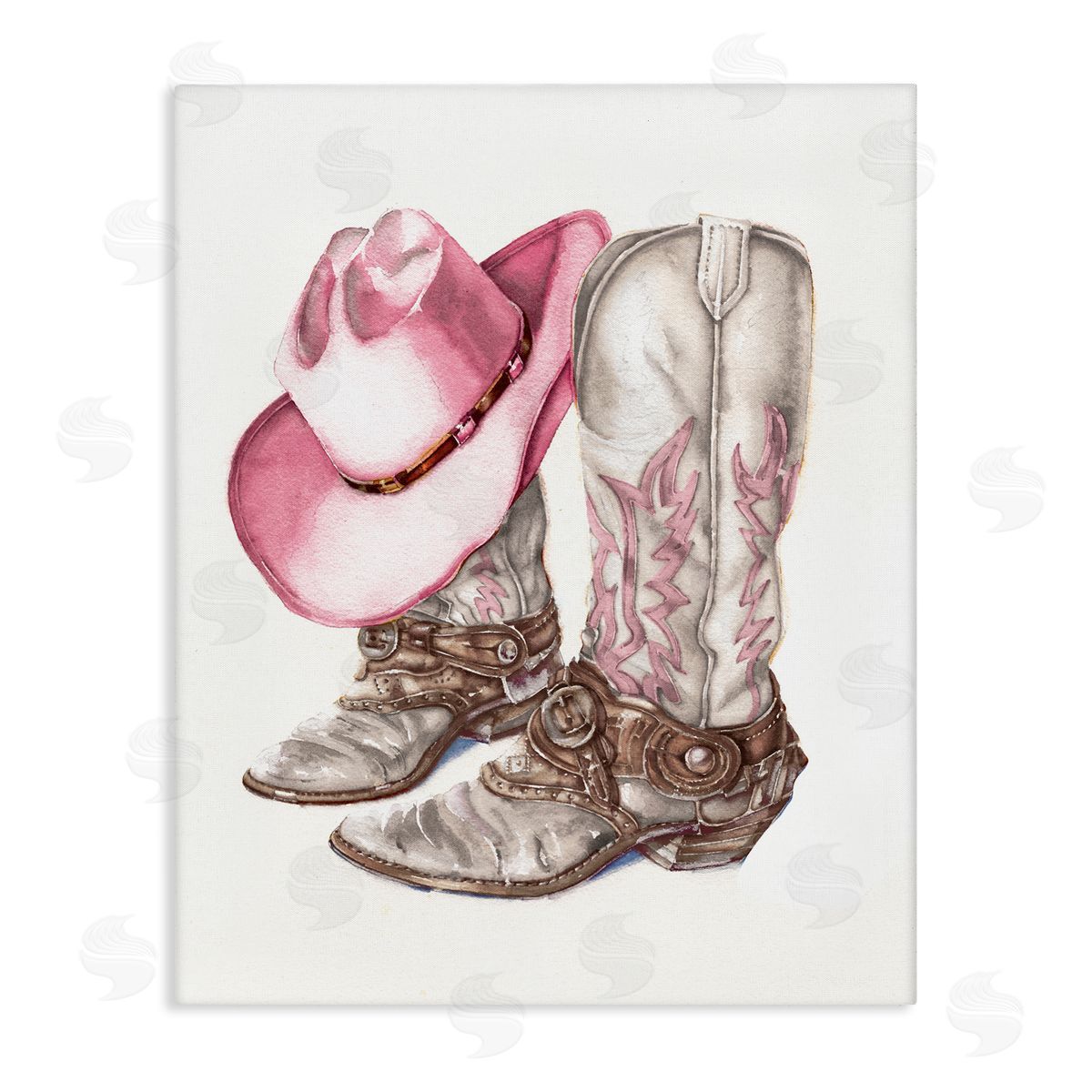 Paul Mathenia Pink Glam Cowgirl Boots Stretched Canvas Wall Art Print