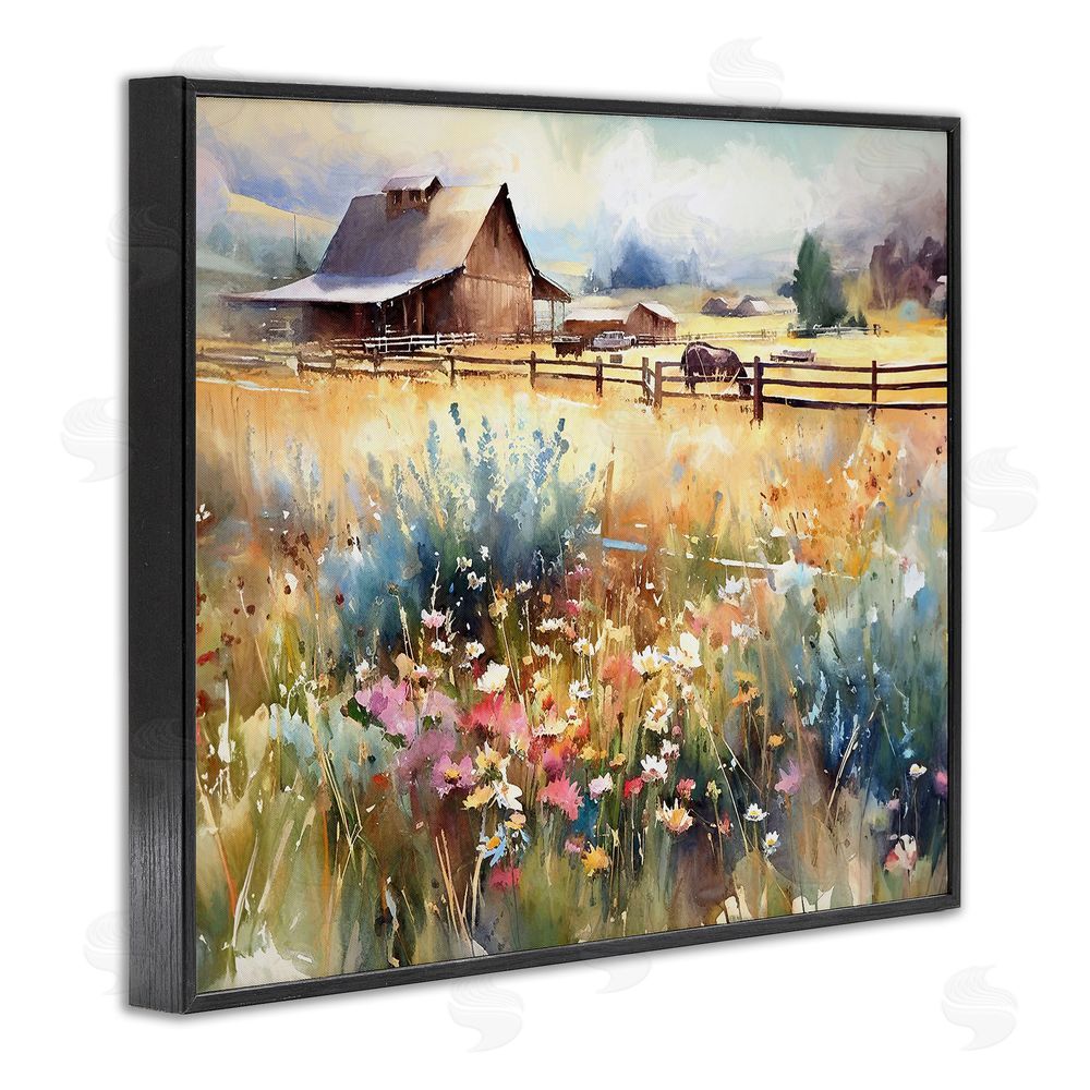 Ramona Murdock Horse in Farmhouse Meadow Black Framed Giclee Wall Art Print