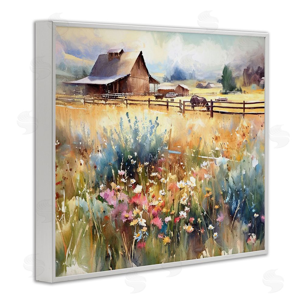 Ramona Murdock Horse in Farmhouse Meadow White Framed Giclee Wall Art Print
