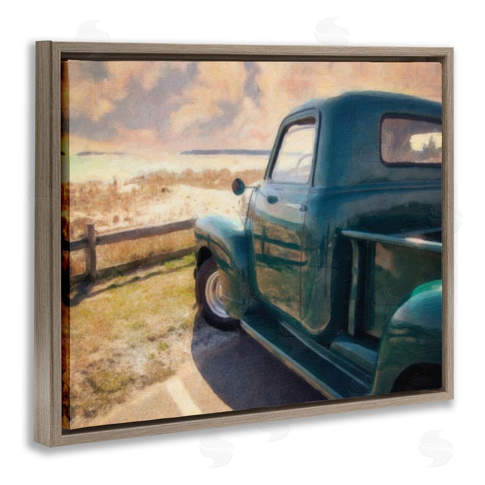 Graffitee Studios Country Pickup Landscape Brown Floating Frame Canvas Wall Art Print
