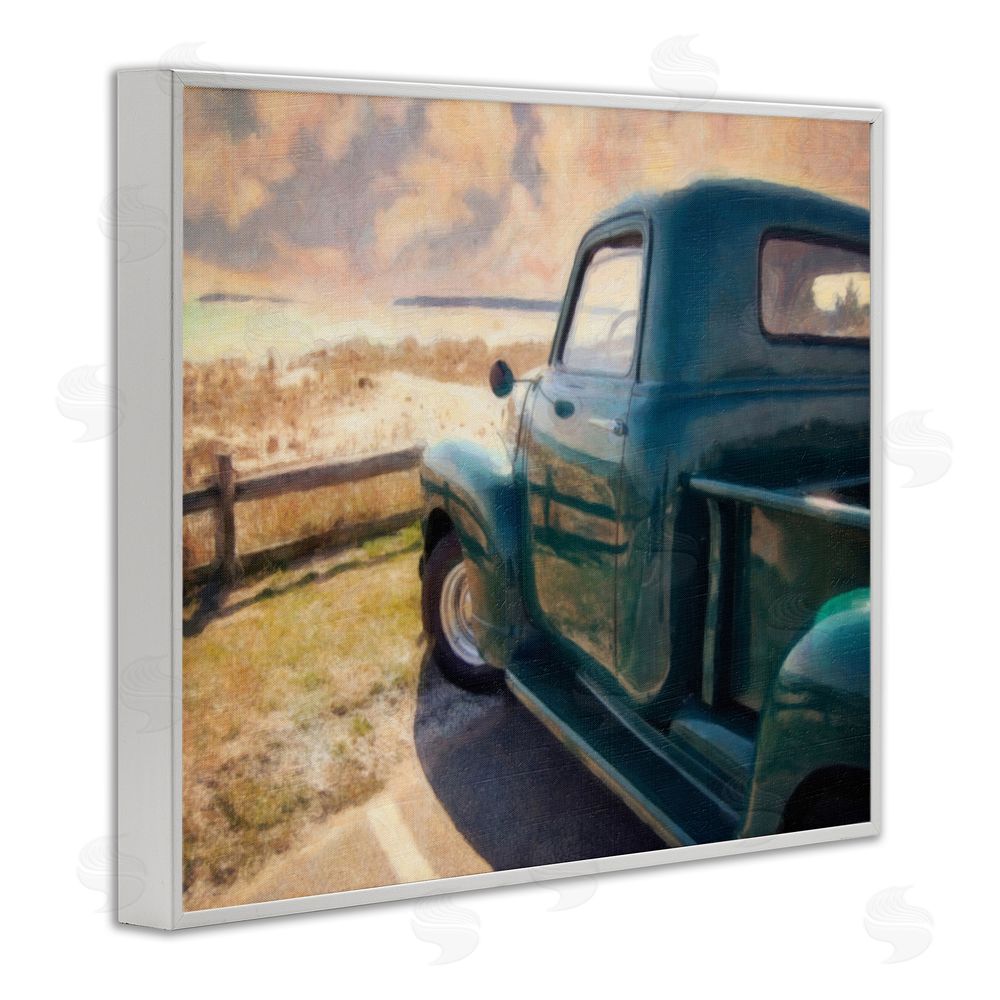 Graffitee Studios Country Pickup Landscape White Framed Giclee Wall Art Print