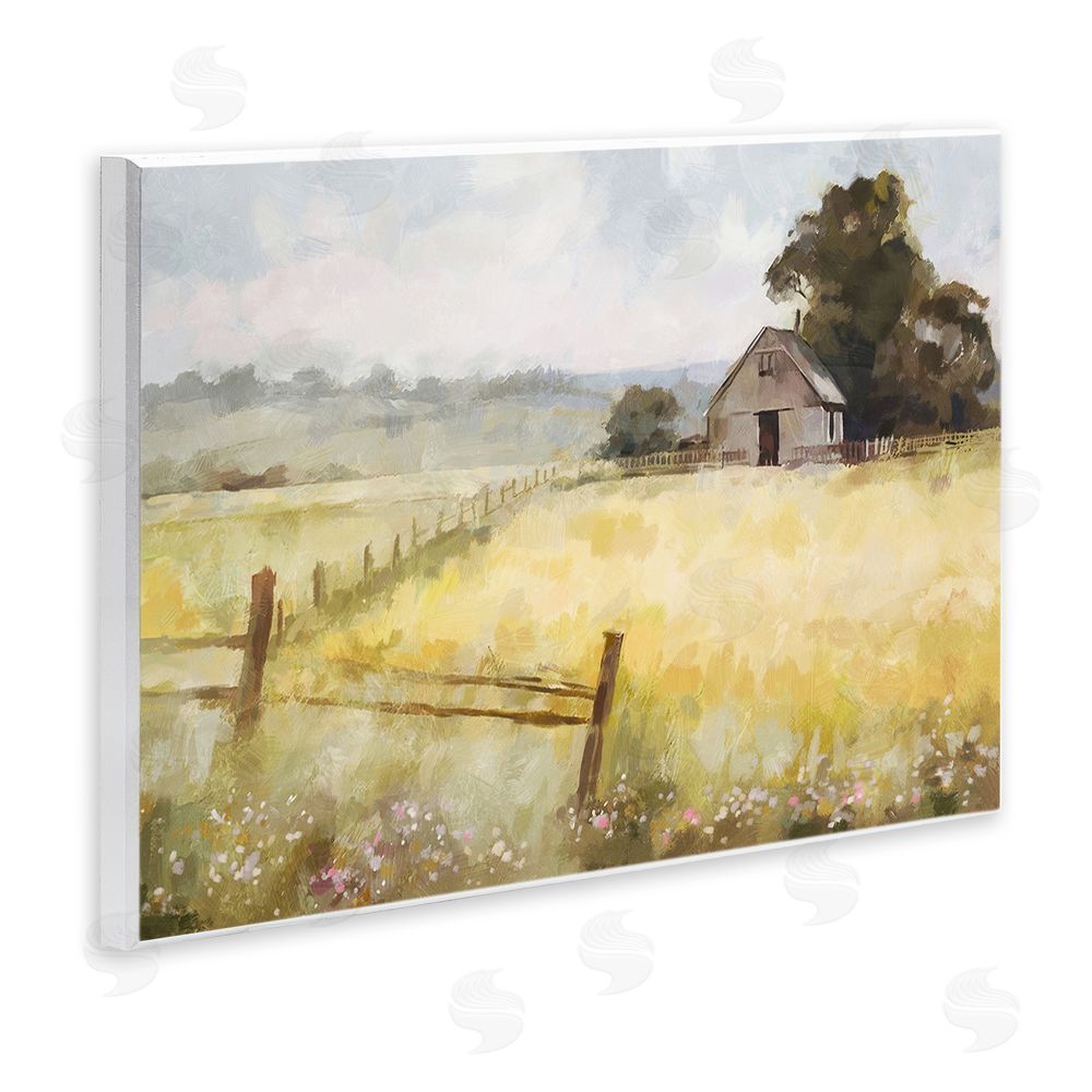 Ziwei Li Distant Barn Country Fence Wall Plaque Art Print