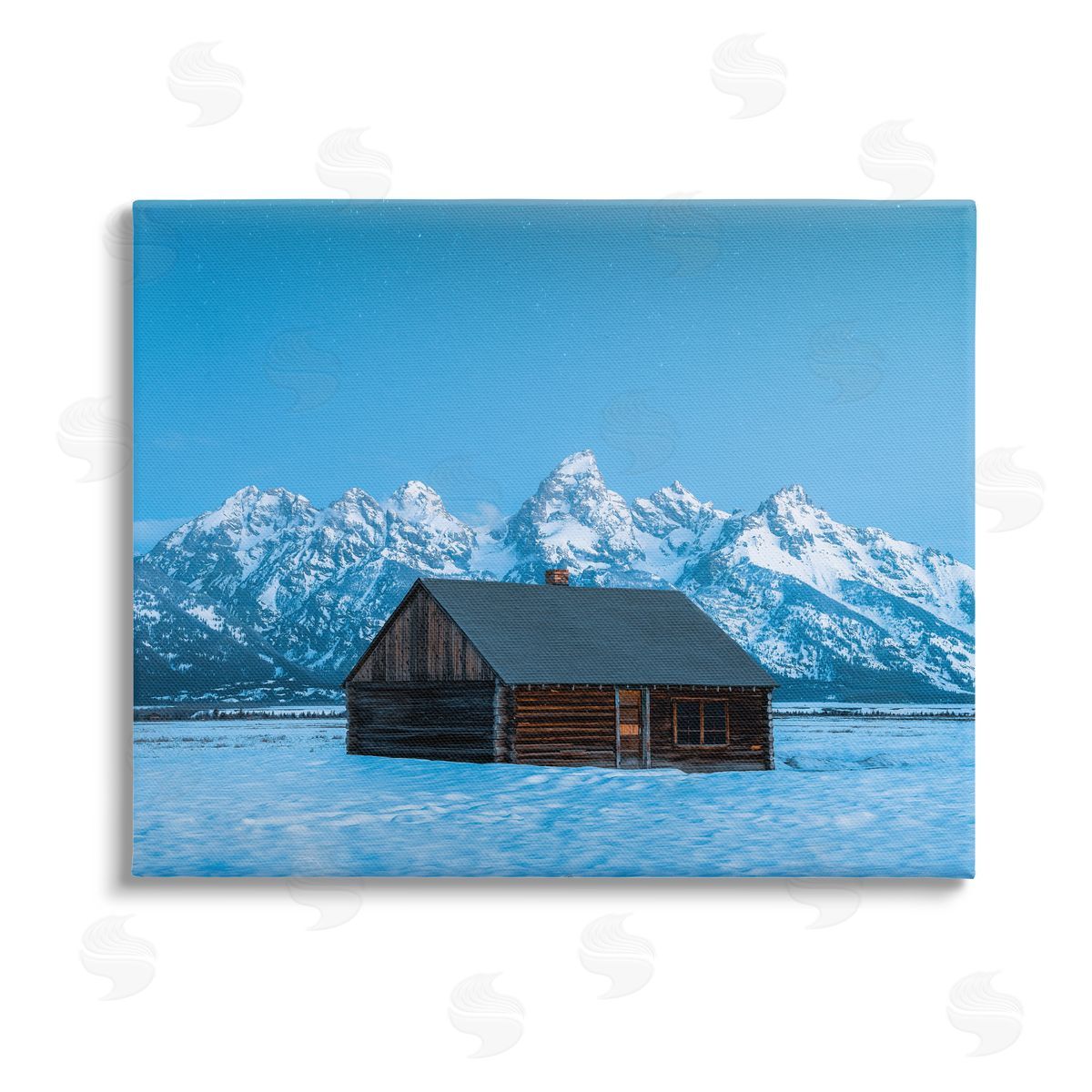 Jared Kreiss Log Cabin Mountain View Stretched Canvas Wall Art Print