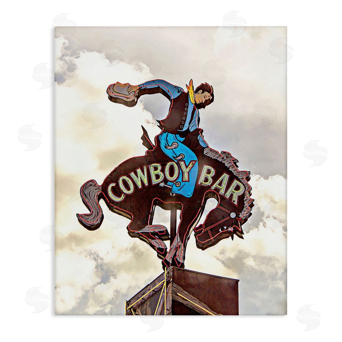 JG Studios Western Cowboy Bar Sign Stretched Canvas Wall Art Print