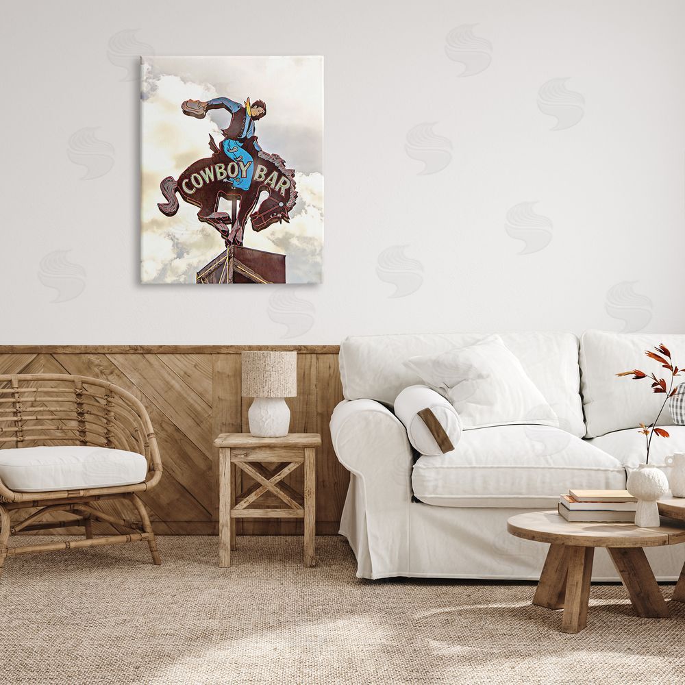 JG Studios Western Cowboy Bar Sign Canvas Wall Art Print in Room