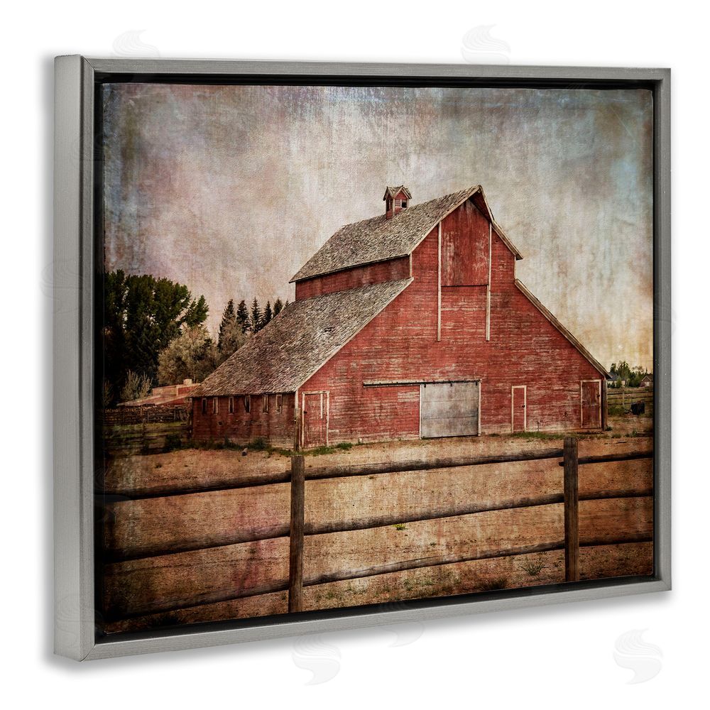 Ramona Murdock Vintage Rustic Barn Grey Floating Frame Canvas Wall Art Print