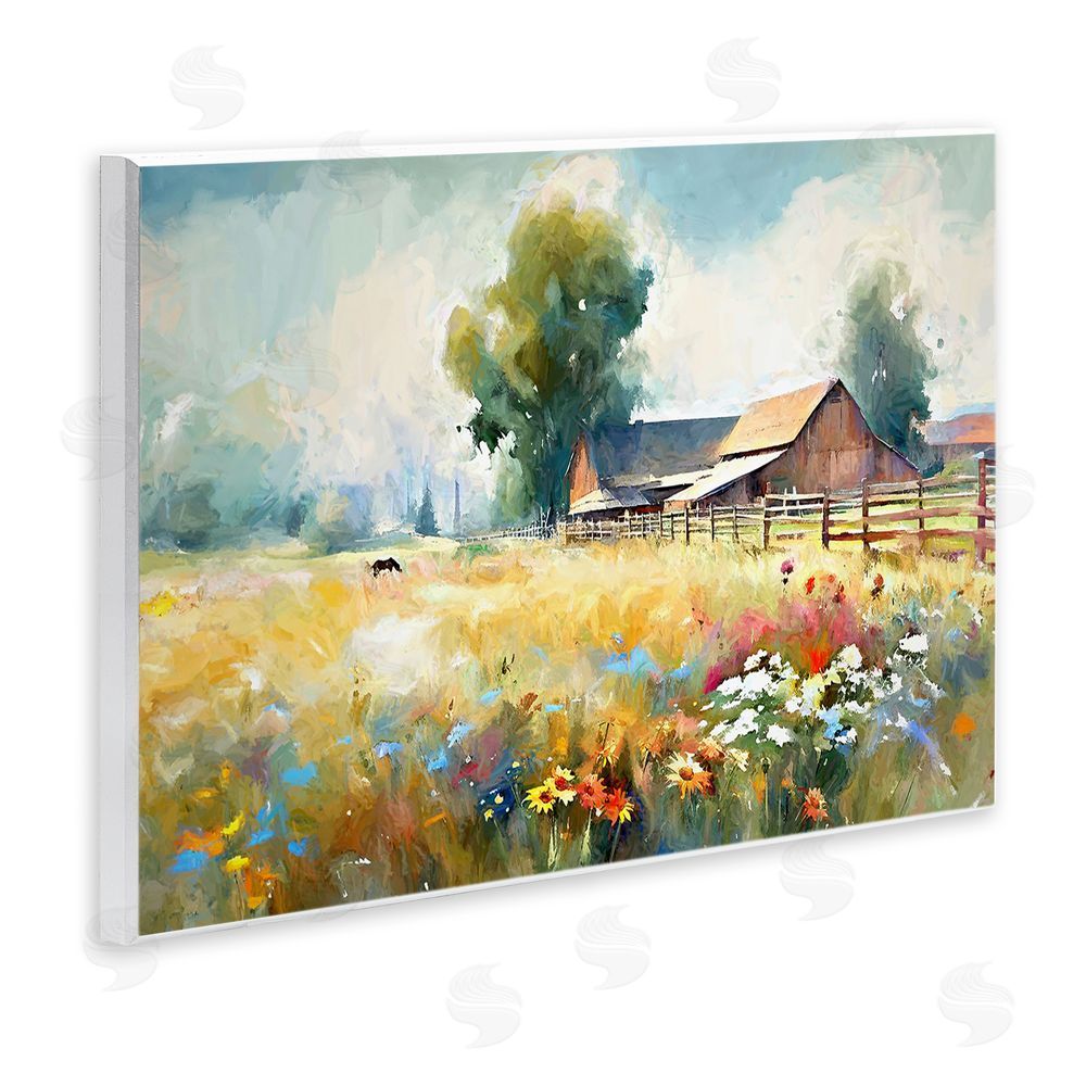 Ramona Murdock Barn in Meadow Painting Wall Plaque Art Print