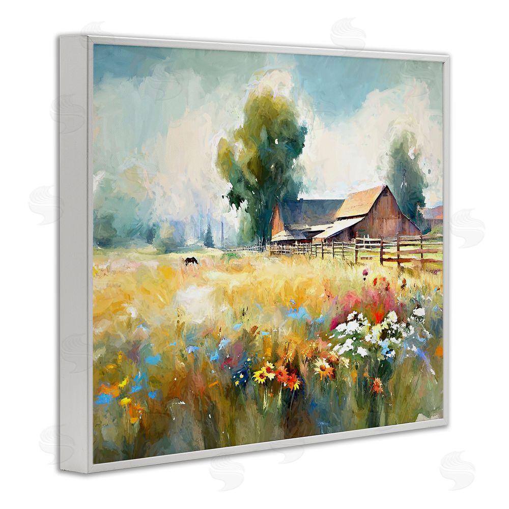 Ramona Murdock Barn in Meadow Painting White Framed Giclee Wall Art Print
