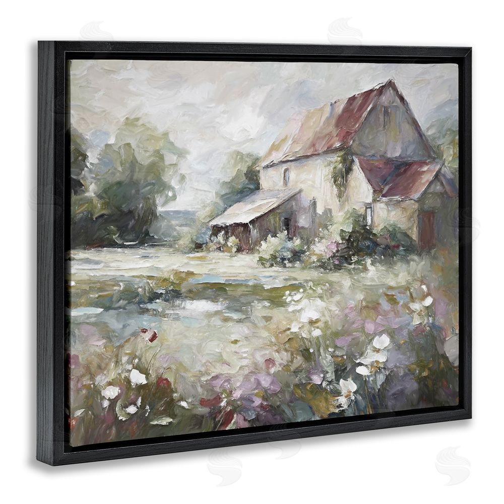 Ramona Murdock Muted Cottage Meadow Black Floating Frame Canvas Wall Art Print