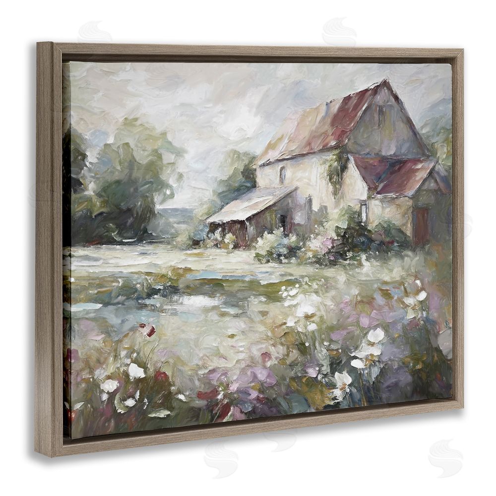 Ramona Murdock Muted Cottage Meadow Brown Floating Frame Canvas Wall Art Print