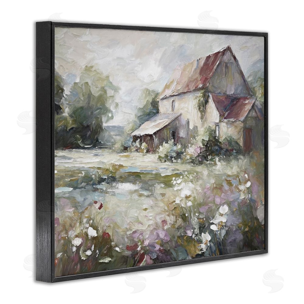 Ramona Murdock Muted Cottage Meadow Black Framed Giclee Wall Art Print