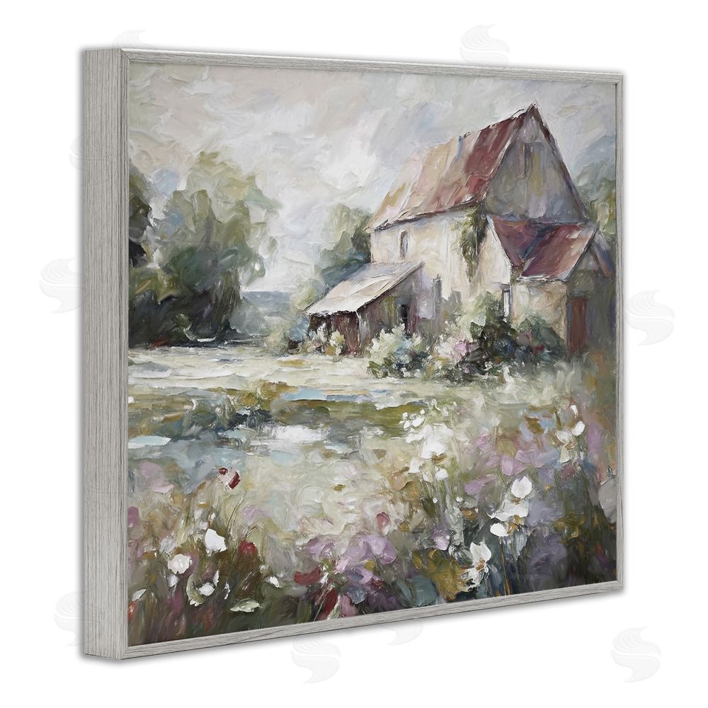 Ramona Murdock Muted Cottage Meadow Gray Framed Giclee Wall Art Print
