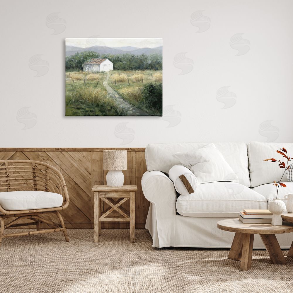 Erica Christopher Traditional White Cottage Path Canvas Wall Art Print in Room