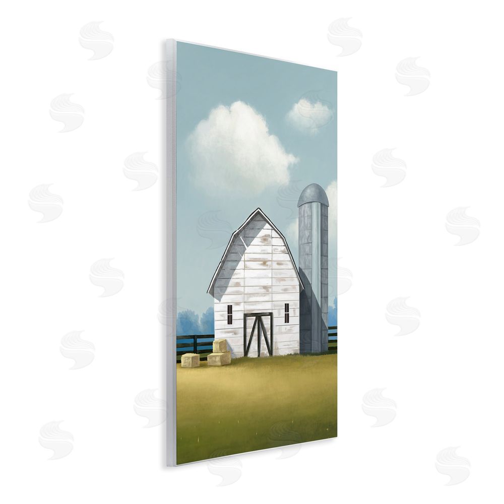 Lucca Sheppard White Barn with Hay Stacks Wall Plaque Art Print