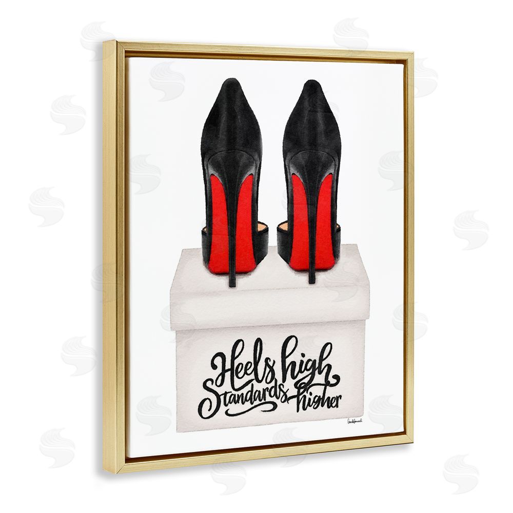 Amanda Greenwood Heels High Standards Higher Gold Floating Frame Canvas Wall Art Print