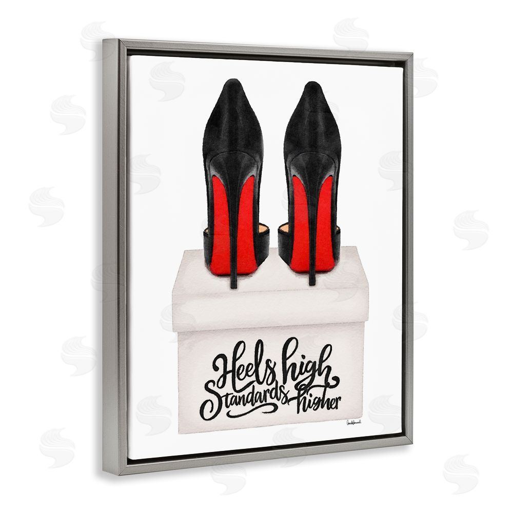 Amanda Greenwood Heels High Standards Higher Grey Floating Frame Canvas Wall Art Print