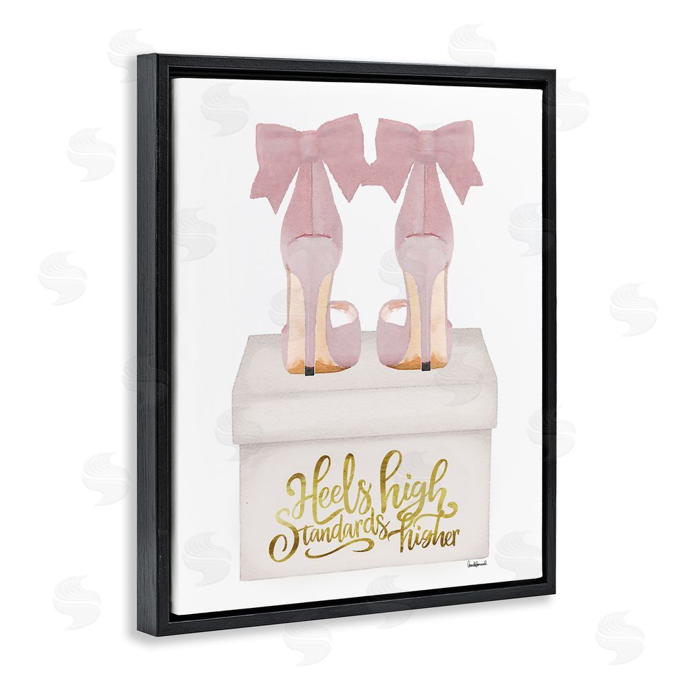 Amanda Greenwood Heels High Pink Phrase Black Floating Frame Canvas Wall Art Print