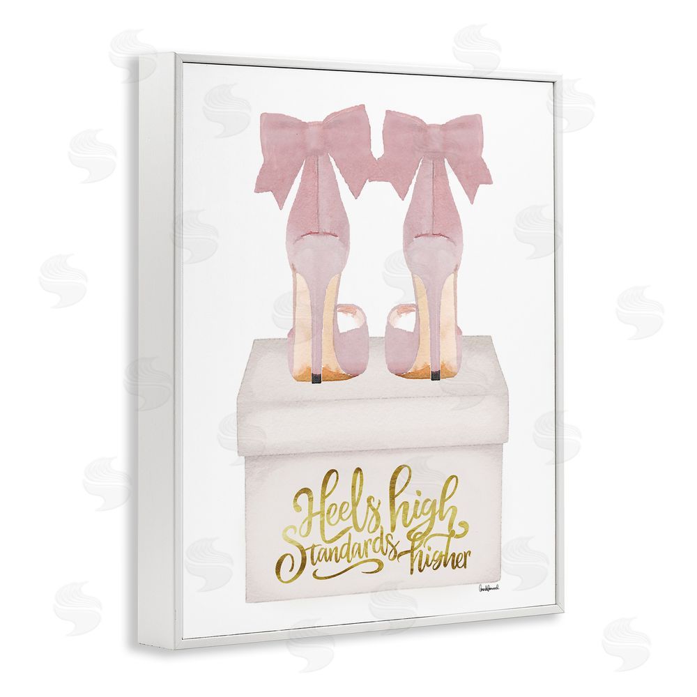 Amanda Greenwood Heels High Pink Phrase White Framed Giclee Wall Art Print