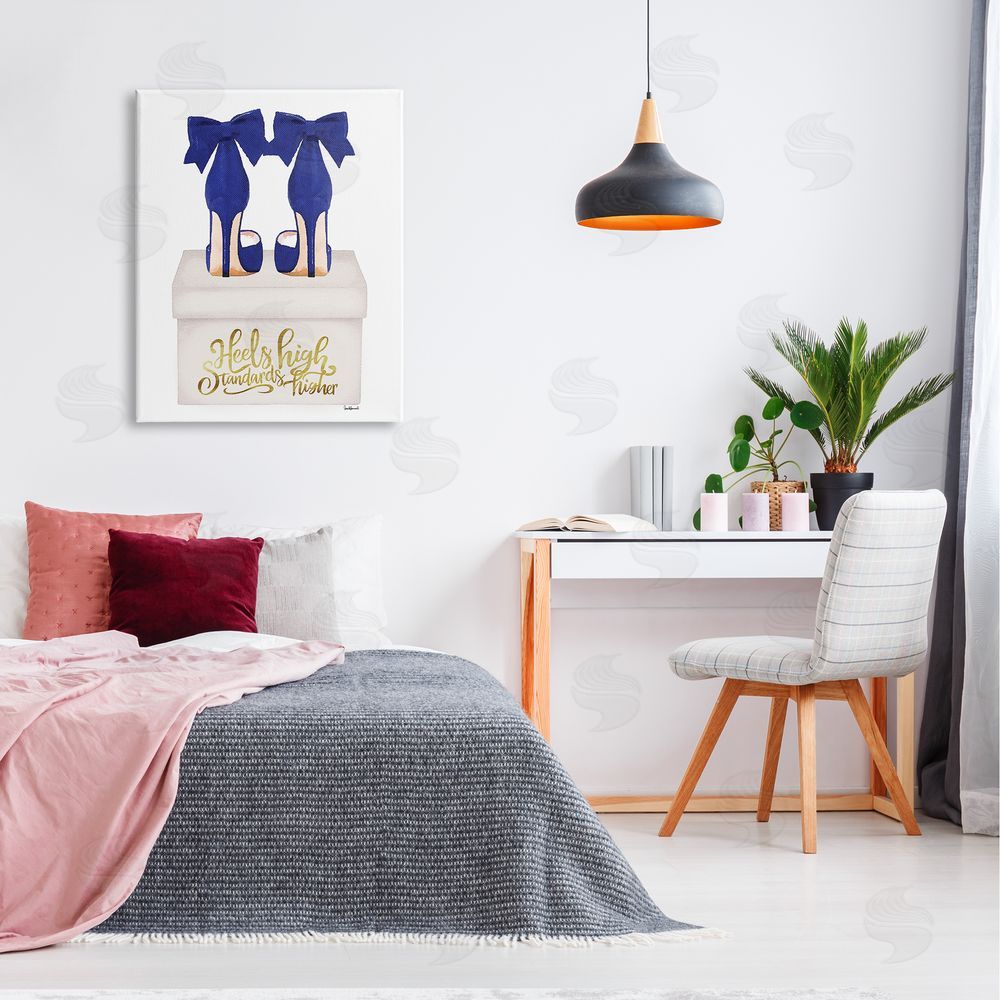 Amanda Greenwood High Standards Blue Heels Canvas Wall Art Print in Room