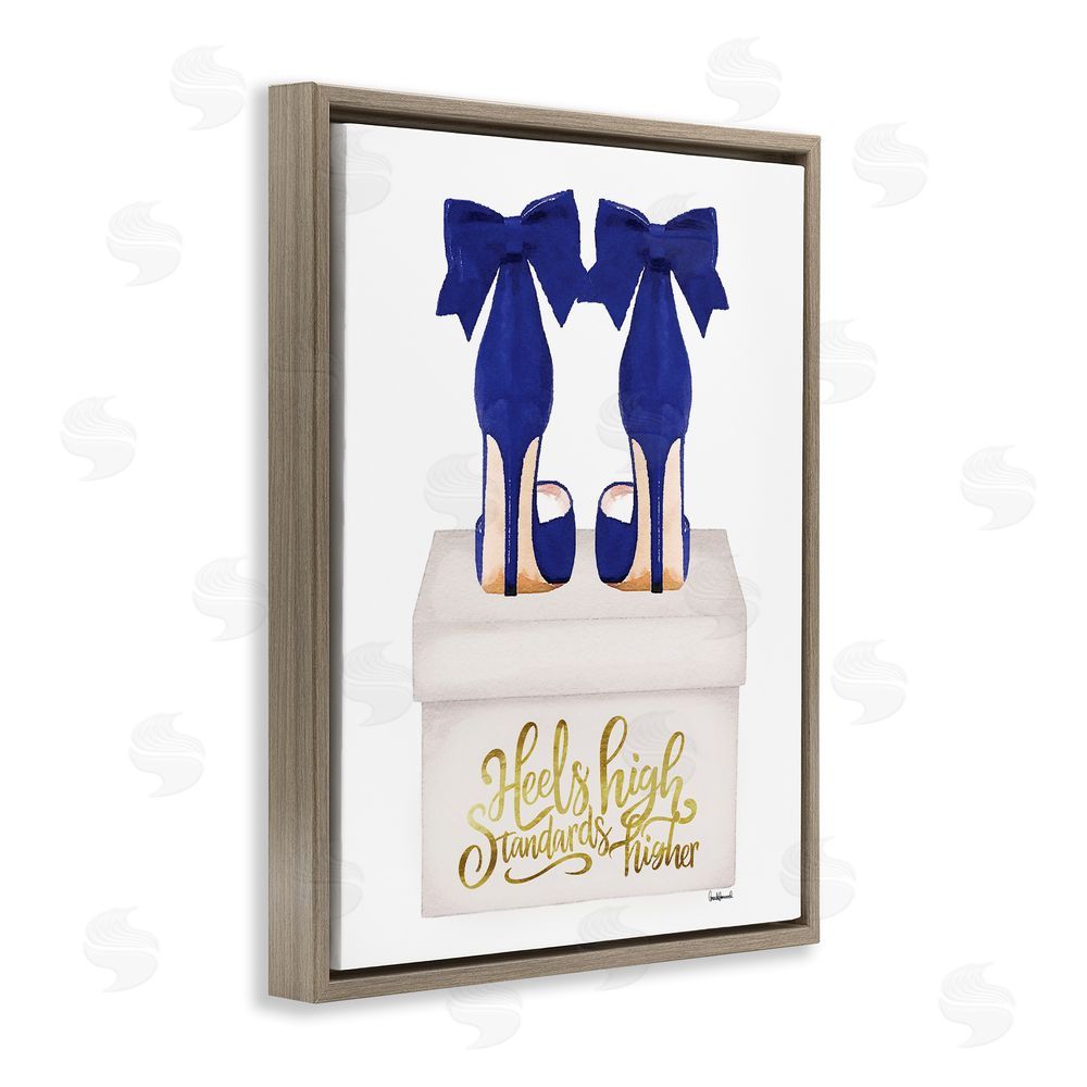 Amanda Greenwood High Standards Blue Heels Brown Floating Frame Canvas Wall Art Print