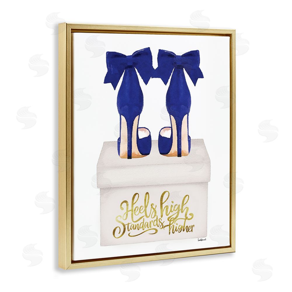 Amanda Greenwood High Standards Blue Heels Gold Floating Frame Canvas Wall Art Print