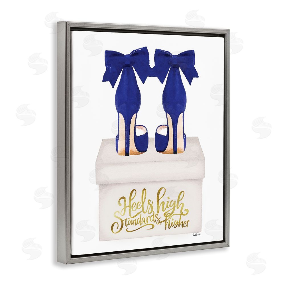 Amanda Greenwood High Standards Blue Heels Grey Floating Frame Canvas Wall Art Print