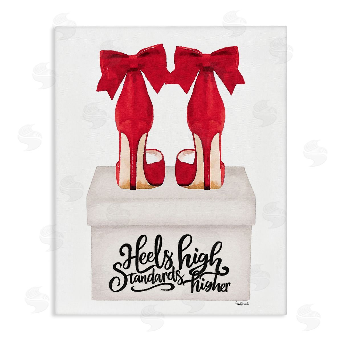Amanda Greenwood High Standards Red Heels Stretched Canvas Wall Art Print