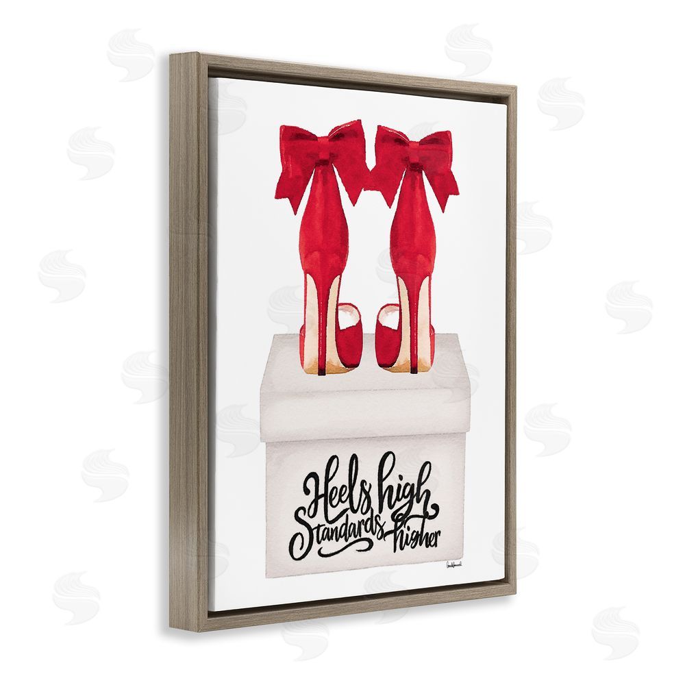 Amanda Greenwood High Standards Red Heels Brown Floating Frame Canvas Wall Art Print
