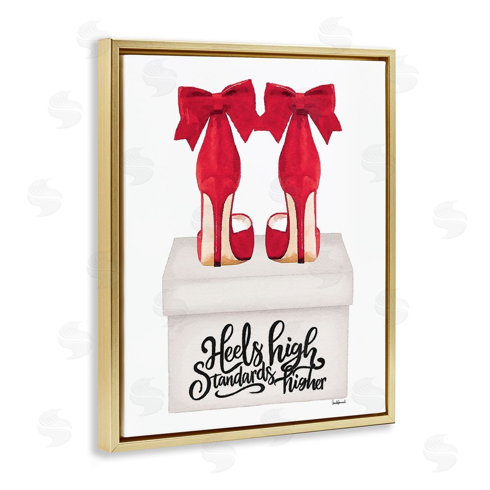 Amanda Greenwood High Standards Red Heels Gold Floating Frame Canvas Wall Art Print