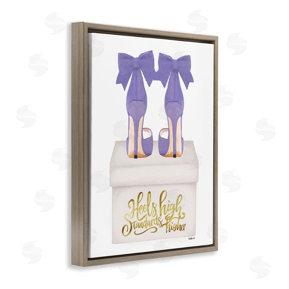 Amanda Greenwood High Standards Purple Heels Brown Floating Frame Canvas Wall Art Print