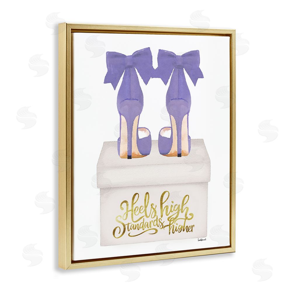 Amanda Greenwood High Standards Purple Heels Gold Floating Frame Canvas Wall Art Print
