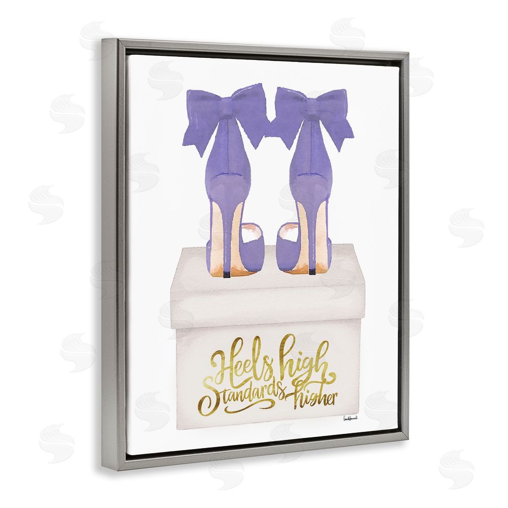 Amanda Greenwood High Standards Purple Heels Grey Floating Frame Canvas Wall Art Print
